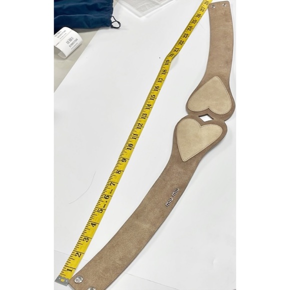 Miu Miu Couture Thick Heart Motif Suede Leather Belt - Picture 4 of 6